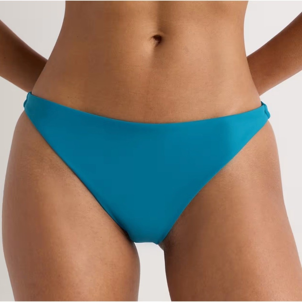 quince italian low-rise bikini bottom swimsuit lagoon teal blue women x-small